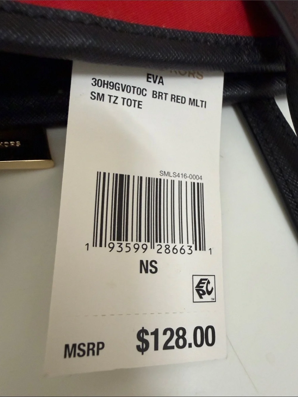 NWT Michael Kors Red Leather-Trim Tote Bag